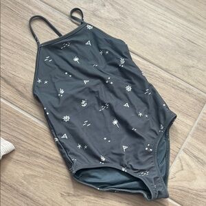 Rylee + Cru Black One-Piece Swimsuit with White Patterns